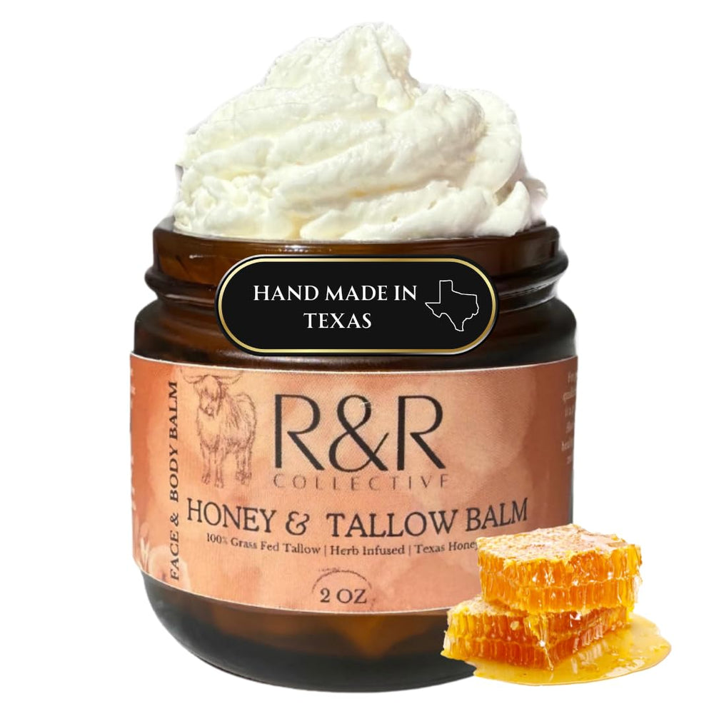 R&R Collective – baume au suif de bœuf en pot, hydrate durablement la peau sensible.