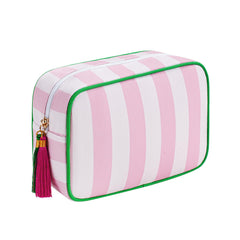 RSRSLEII pochette maquillage rayures rose, rangement compact pour voyages et sorties quotidiennes.