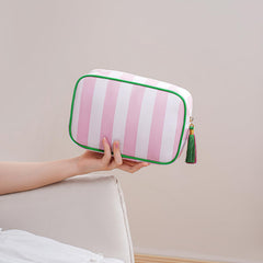 RSRSLEII pochette maquillage zip tassel rose, accessoire élégant pour afficher son style.