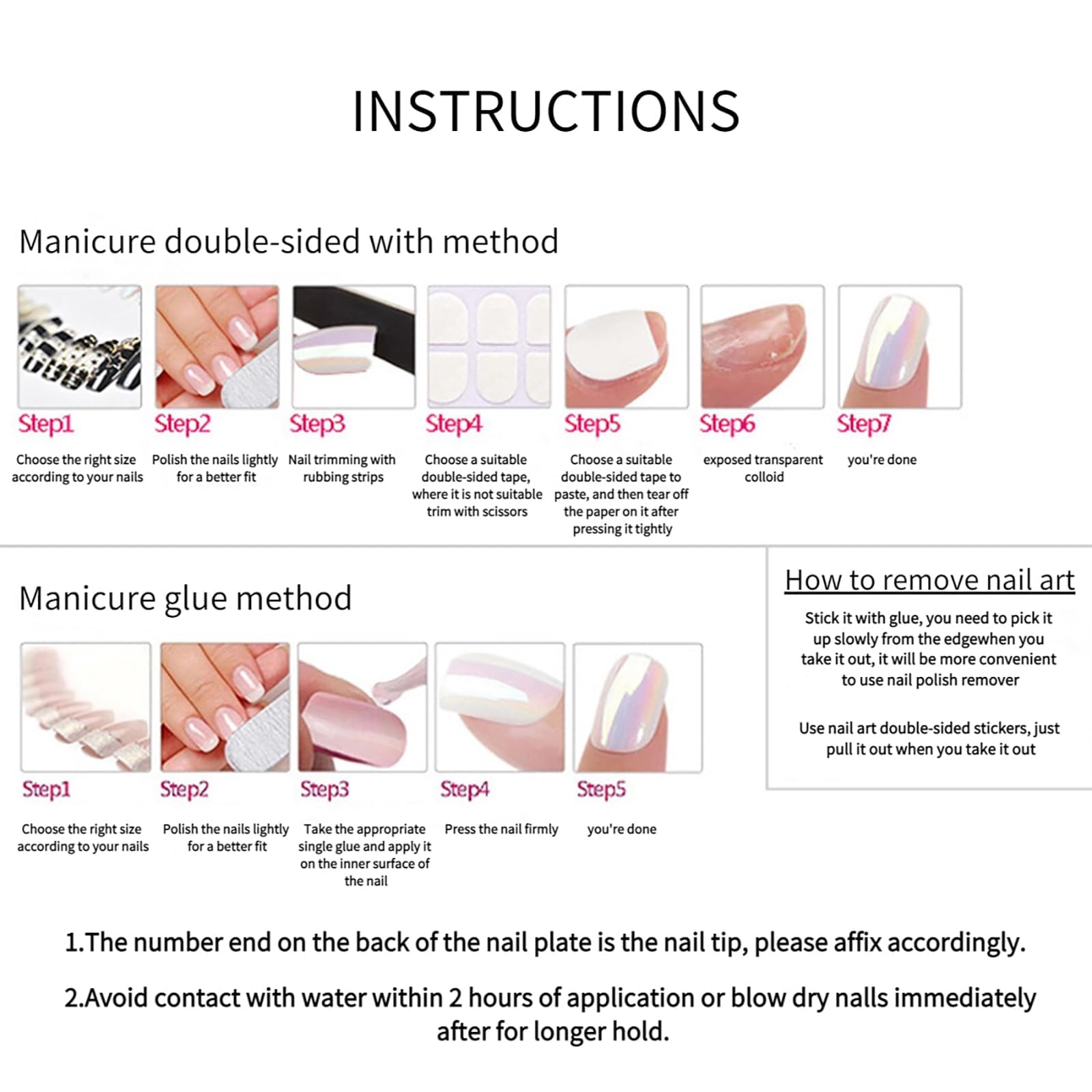 lime à ongles fournie et adhésifs en gel réutilisables pour plus de flexibilité.