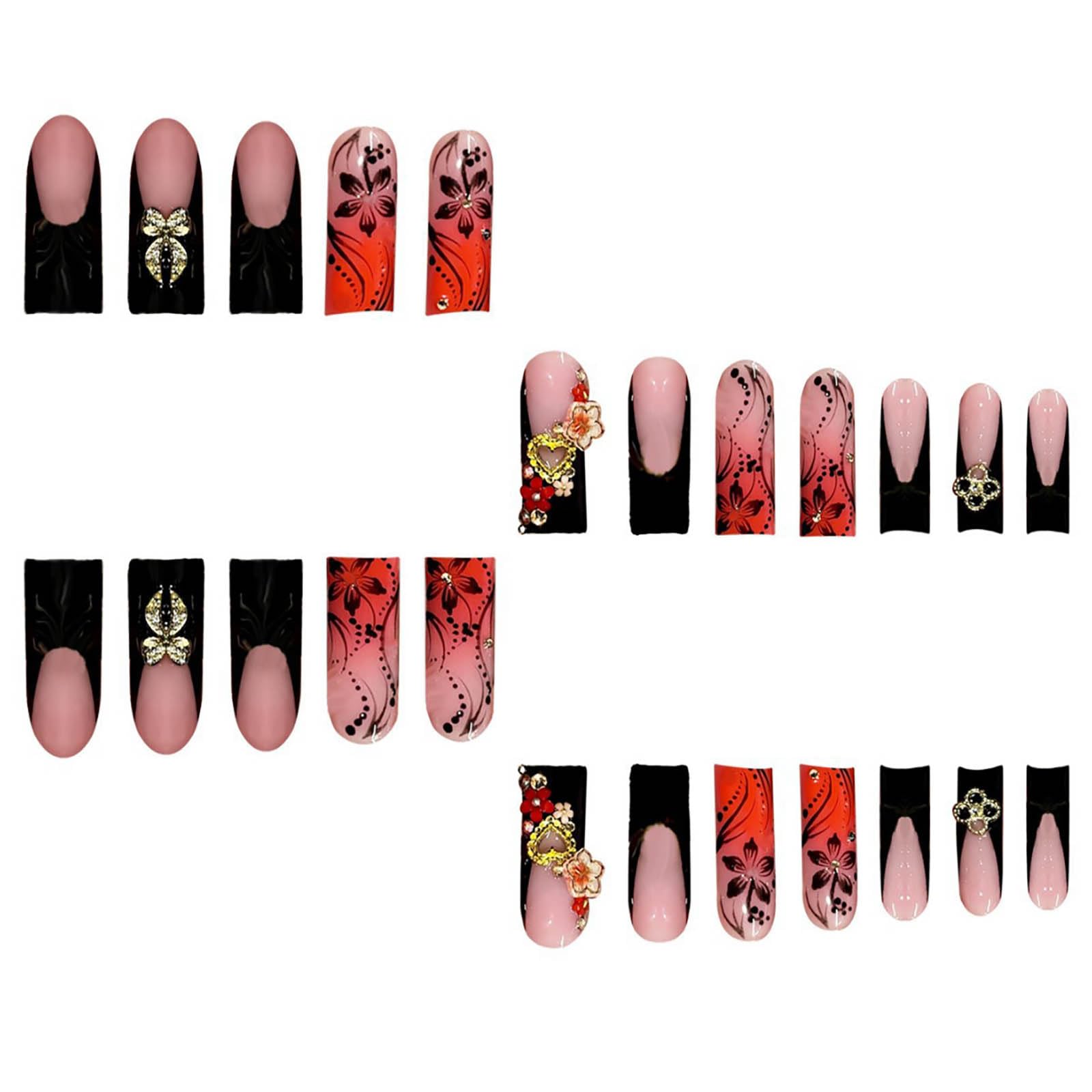 Ongles RTKHFZE carre long rouge francais avec strass.