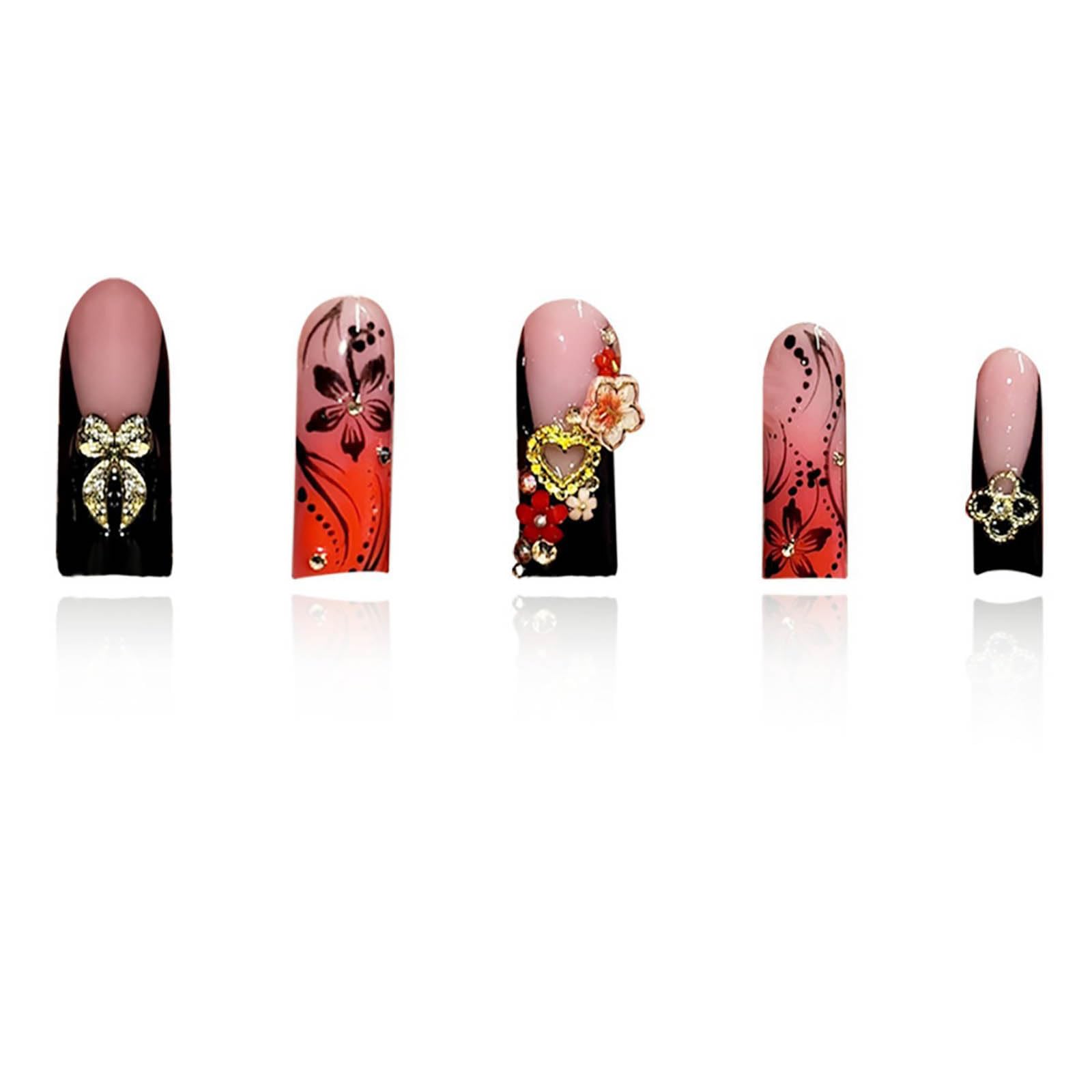 Ongles RTKHFZE rose francais avec paillettes scintillantes.