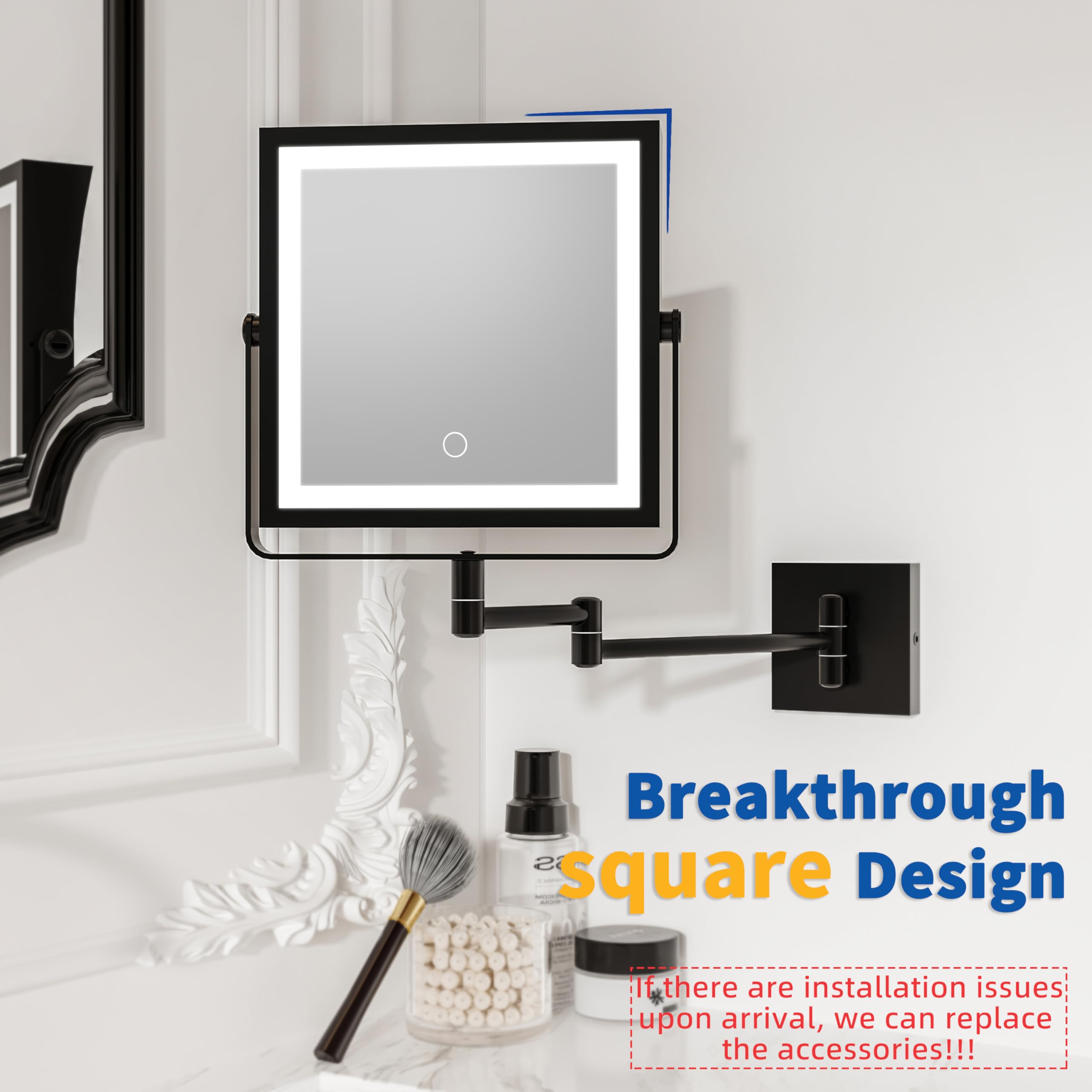 Ruacq miroir double-face 1X/7X pour maquillage et détails fins.