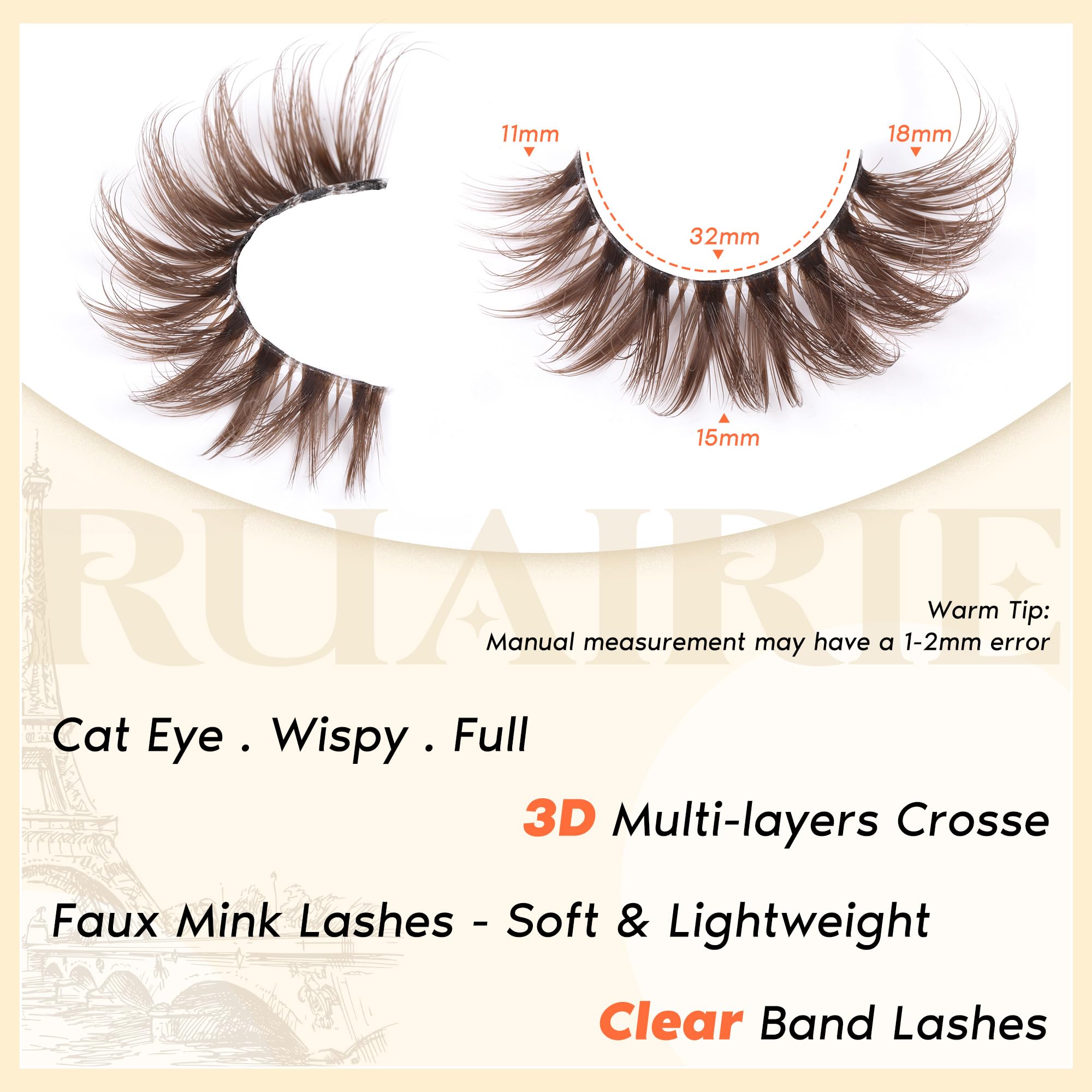 Ruairie bande claire cils 11-18mm pose durable