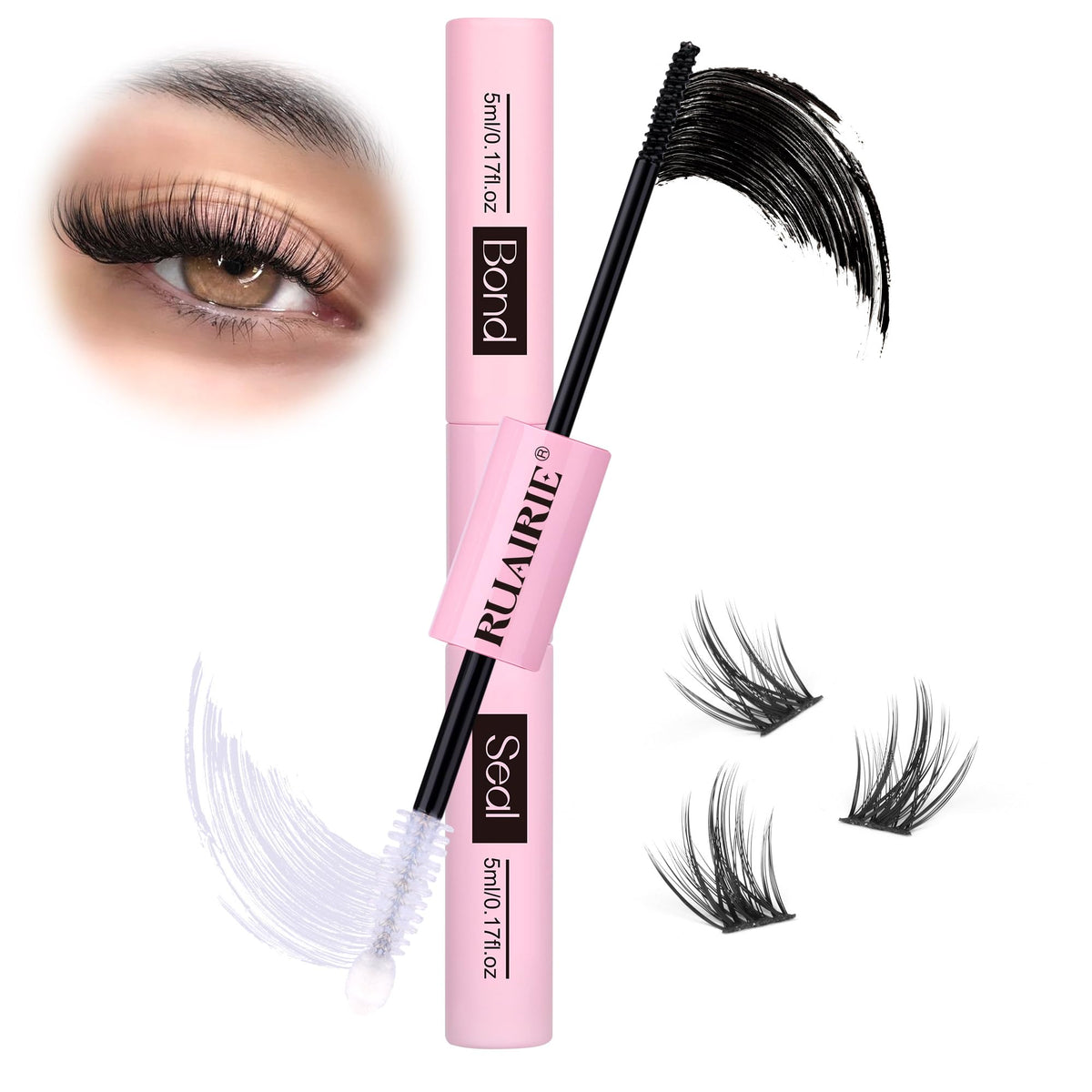 Ruairie Bond et Seal avec brosse spirale pour une application précise des cils.