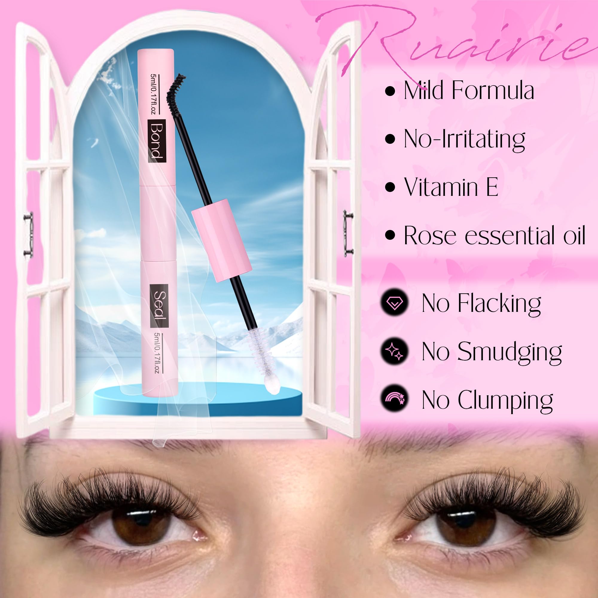 Ruairie flacon-colle douce adaptée aux yeux sensibles.