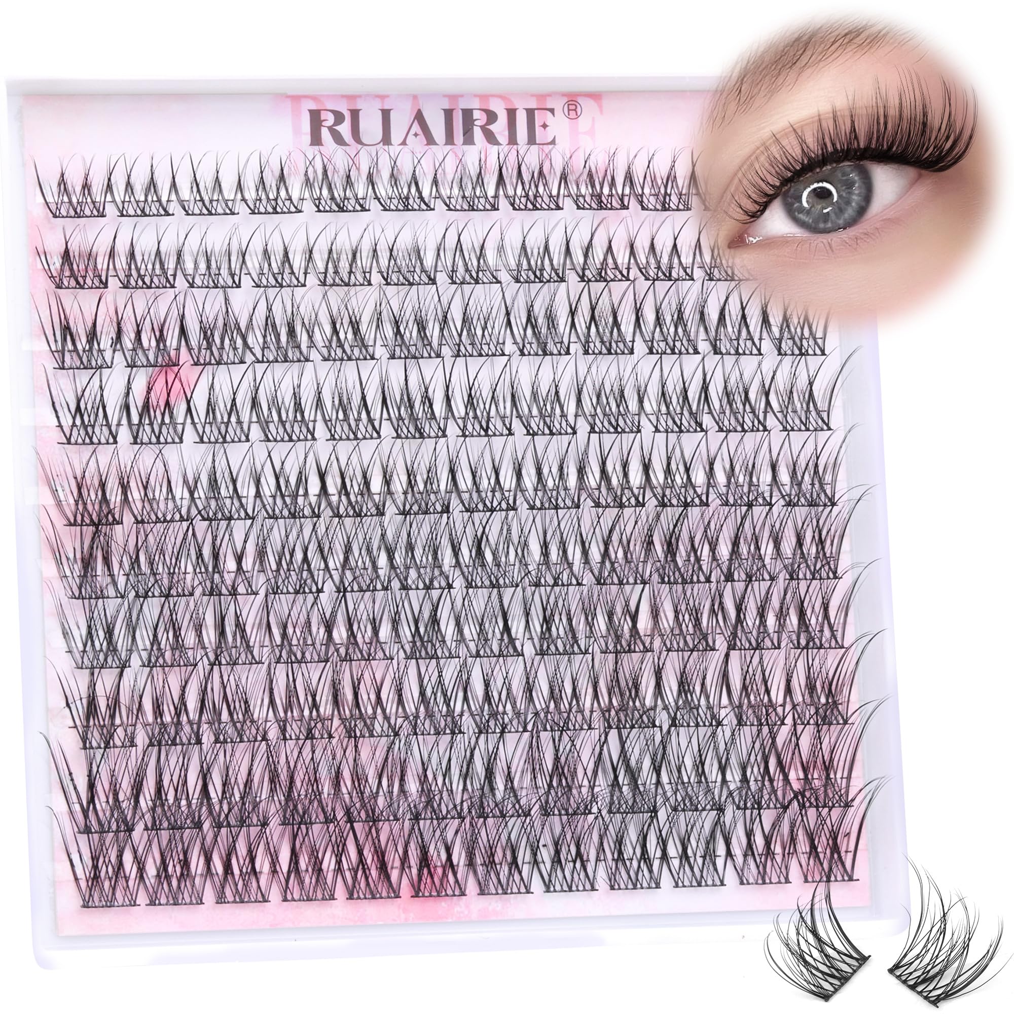 Ruairie cils en grappes effet plume 10mm, 24 pièces, look naturel