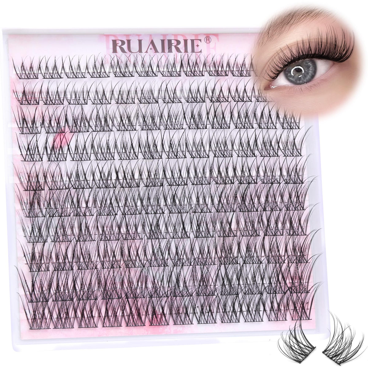 Ruairie cils en grappes effet plume 10mm, 24 pièces, look naturel