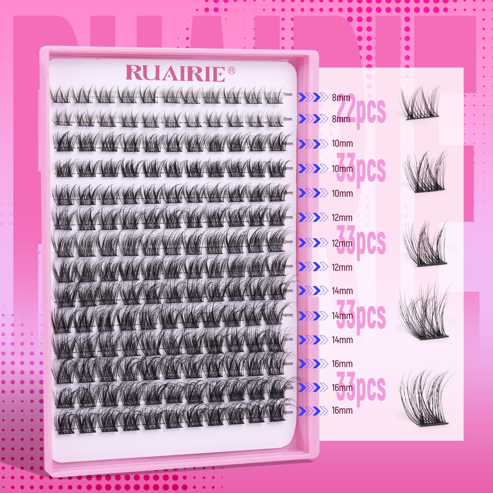 Cils en grappes Ruairie D-Curl 14 mm pour un regard ouvert et défini.
