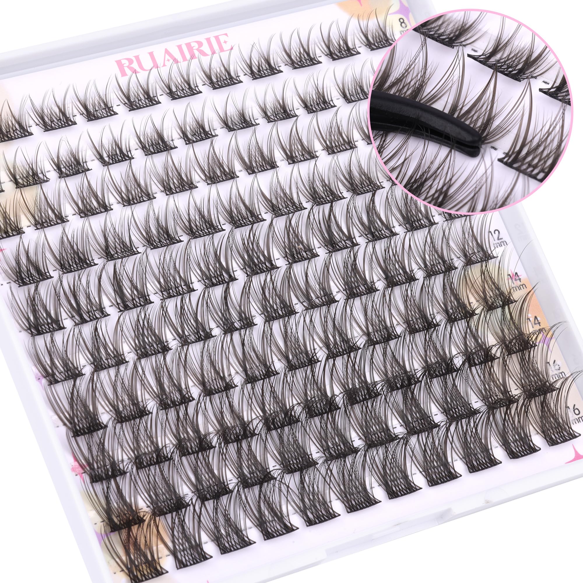 Ruairie cils en grappes 14 mm, 22 pièces, pour un effet dramatique équilibré.