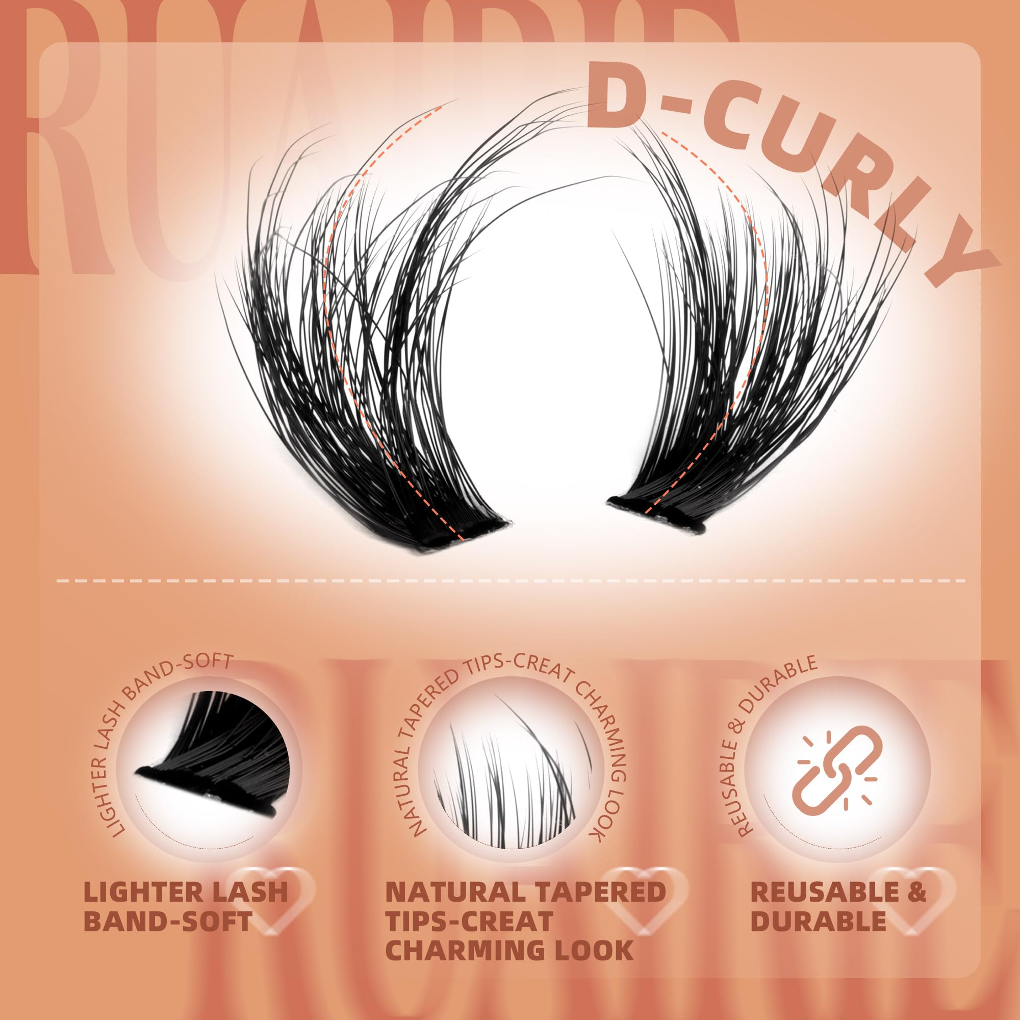 Ruairie cils-grappes effet plume 10mm pour un regard ouvert et élégant.