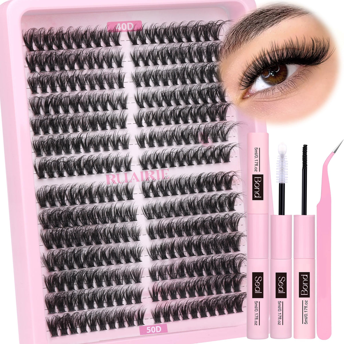 Ruairie kit cils grappes 280 unités pour volume personnalisable.