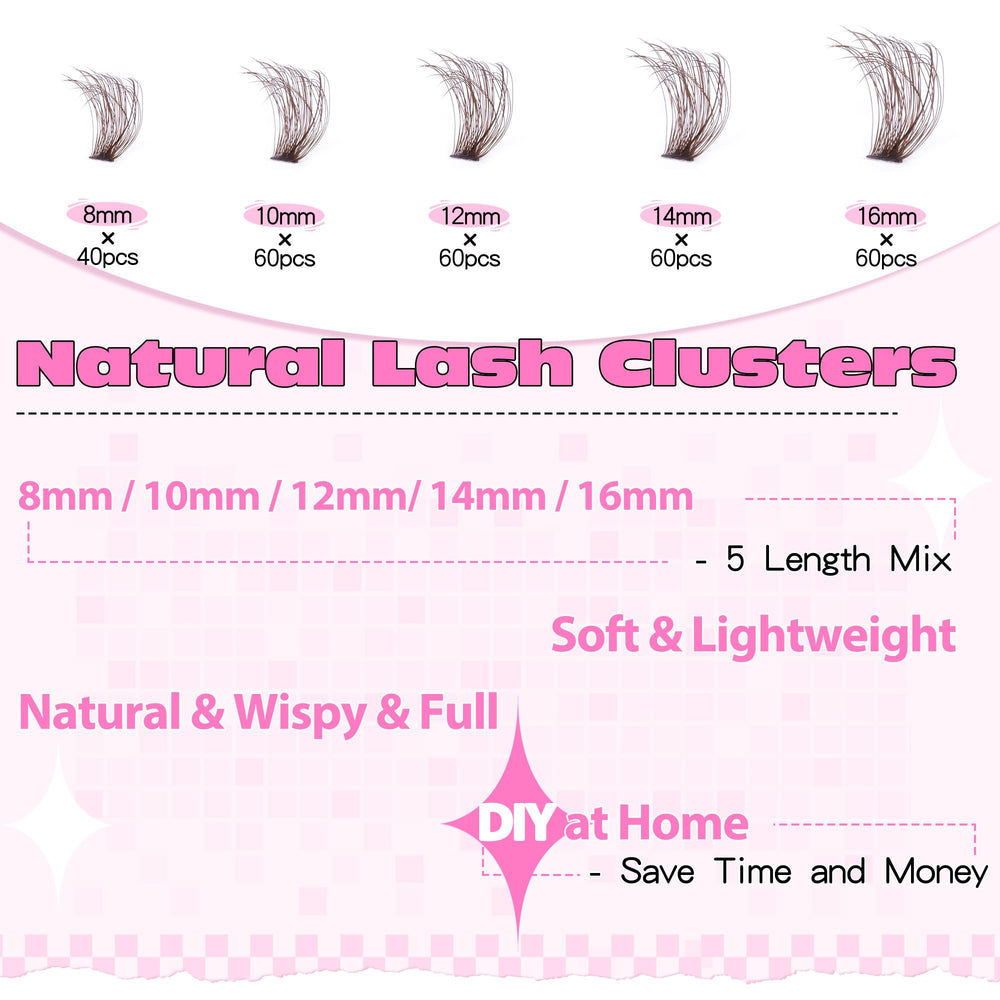 Ruairie Brown Lash Clusters 10 mm – volume progressif pour un regard ouvert