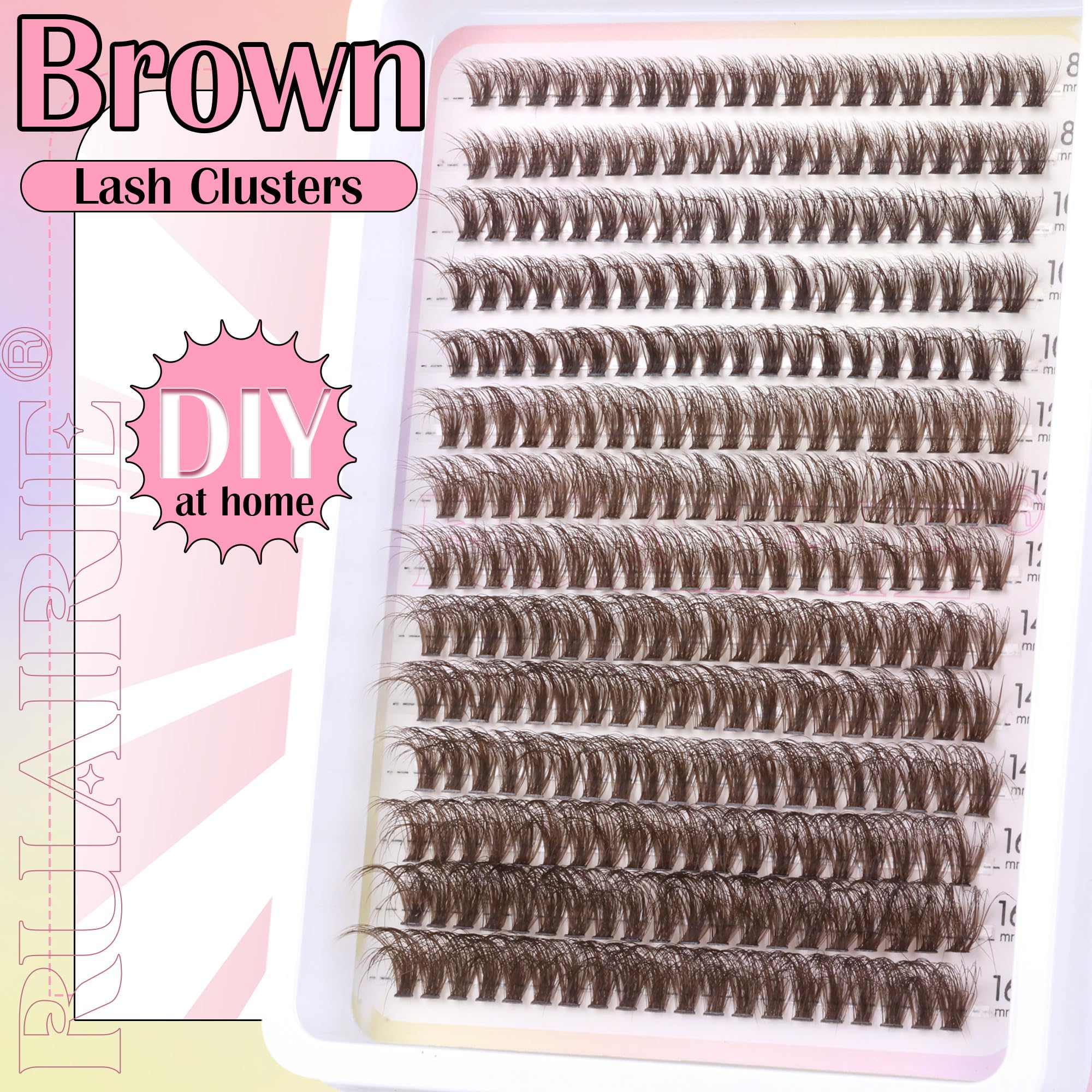 Ruairie Brown Lash Clusters 16 mm – longueur accentuée pour un style dramatique