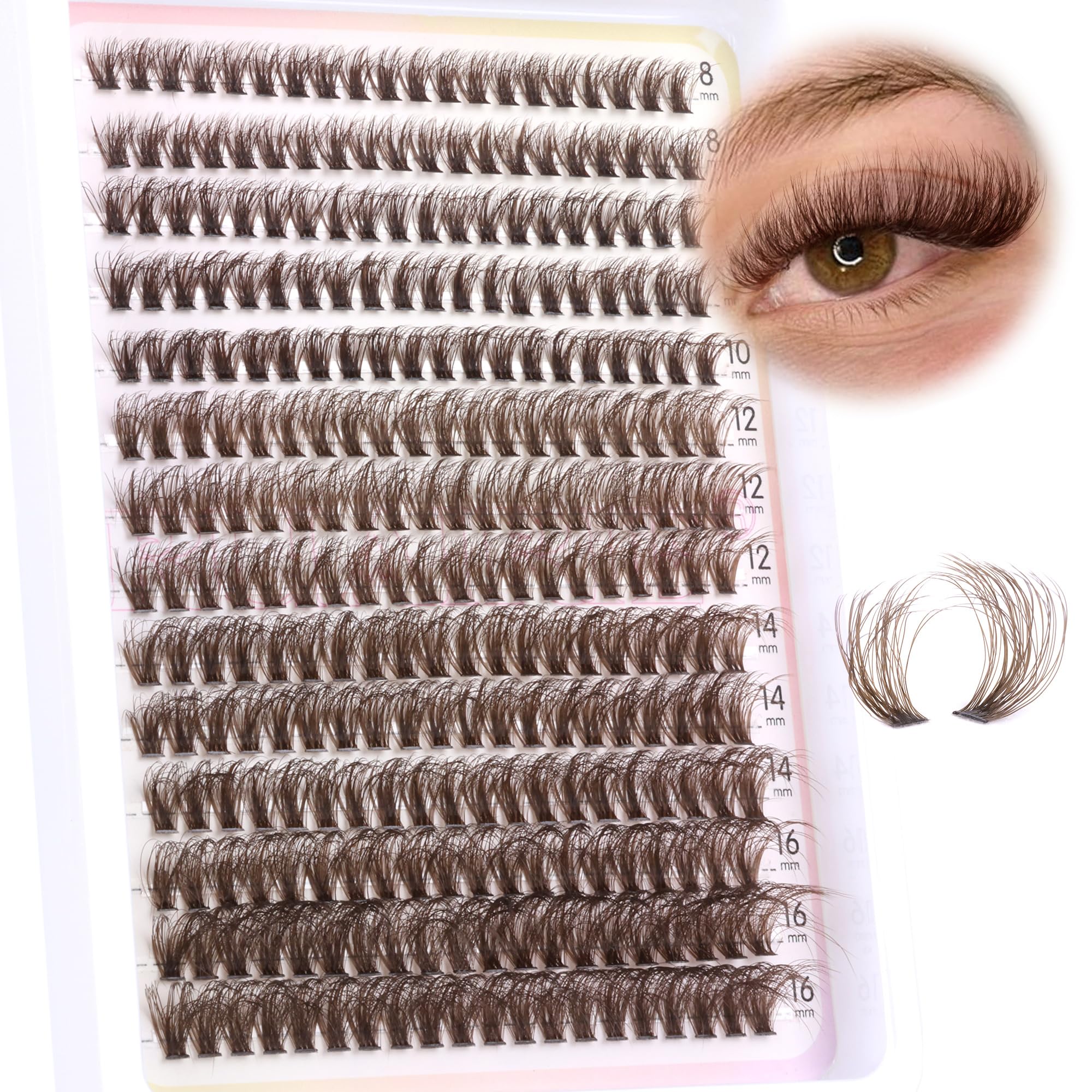 Ruairie Brown Lash Clusters 8 mm – volume naturel et léger