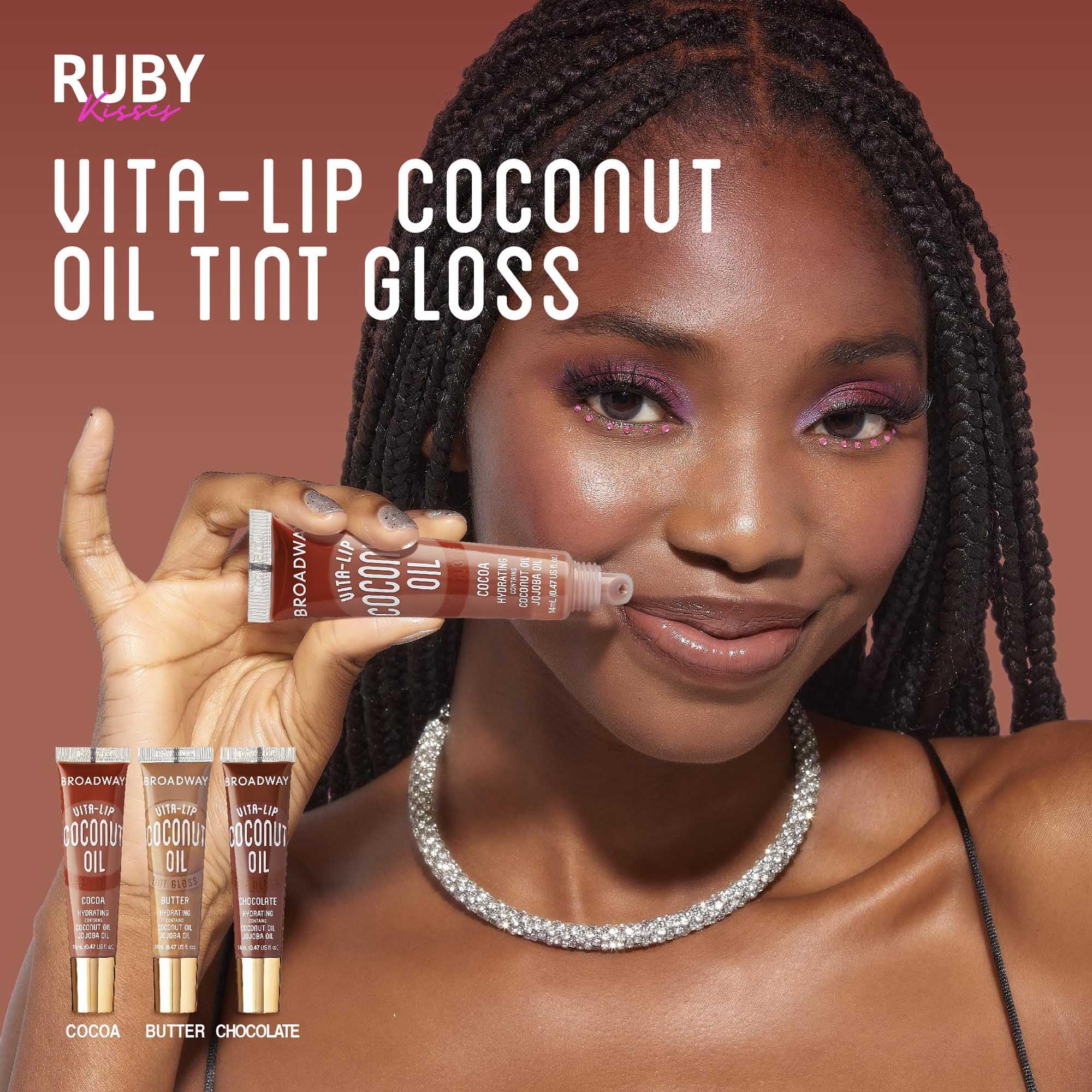 Gloss Ruby Kisses Broadway Vita-Lip texture gel légère pour application facile