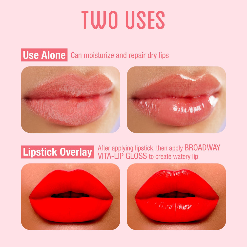 Application précise du gloss Vita-Lip pour un look rapide.