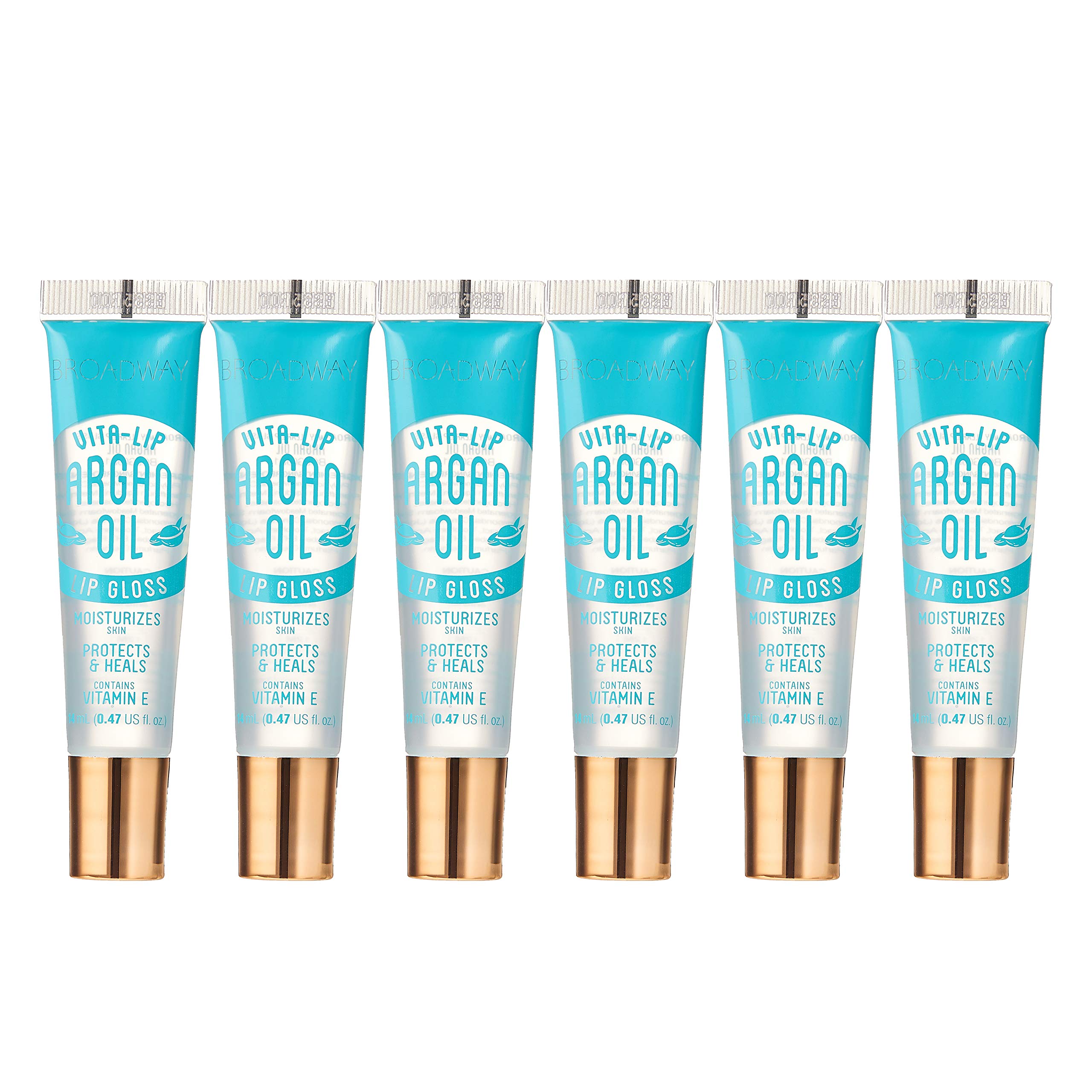 Ruby Kisses Broadway Vita-Lip Gloss clarite argan pack 6: hydratation durable pour lèvres douces.