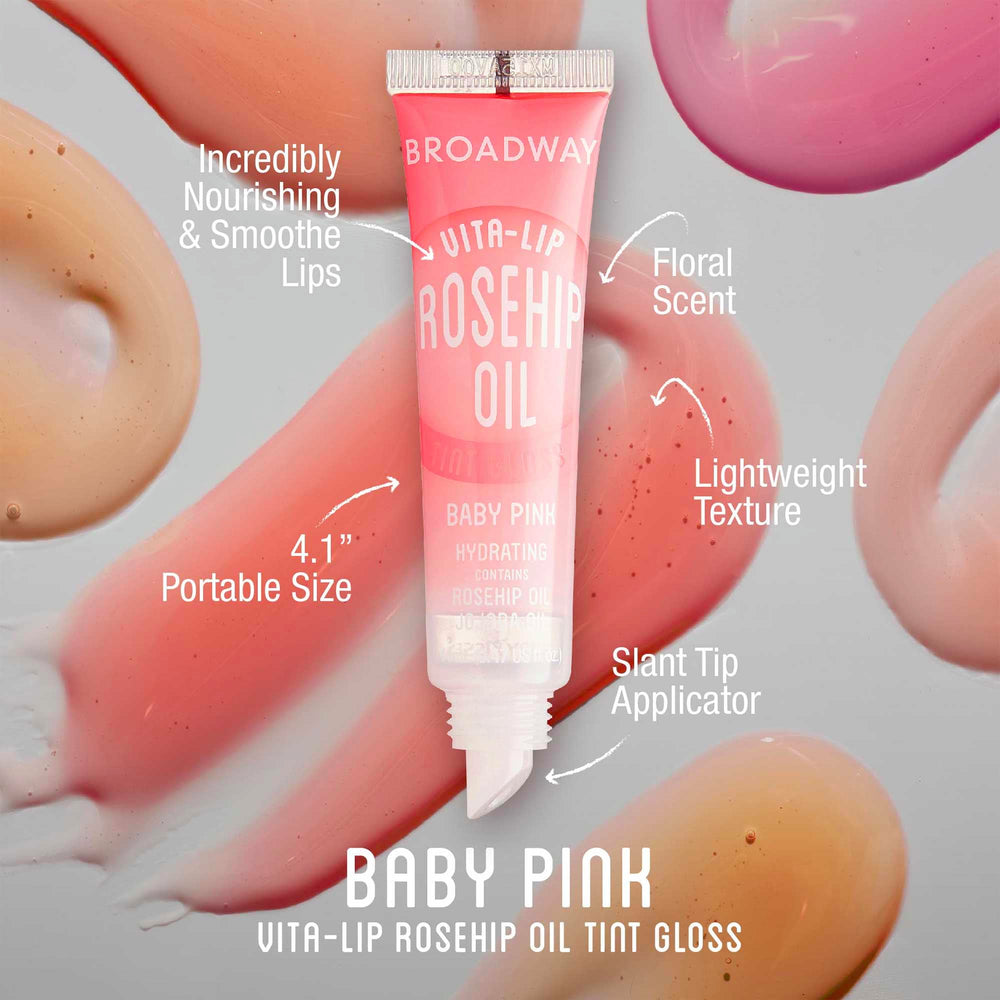 Ruby Kisses Broadway Vita-Lip gloss avec applicateur doux pour soin quotidien.