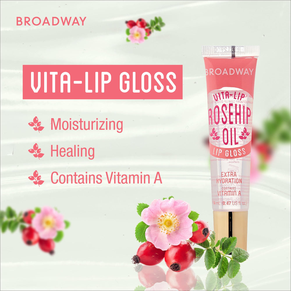 Ruby Kisses Broadway Vita-Lip gloss teinte rose subtile, look naturel et frais.