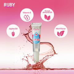 Ruby Kisses huile lèvres claire RLO01 – bouteille élégante prête à hydrater vos lèvres.