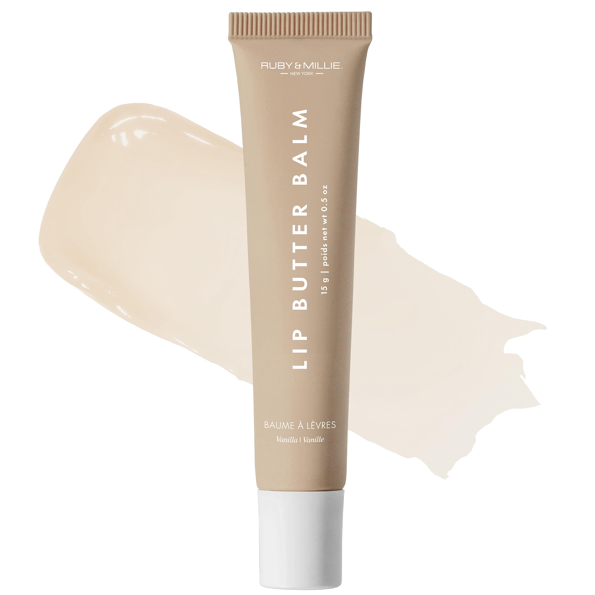 Ruby et Millie Lip Balm Vanille avec applicateur silicone pour une application précise et propre.