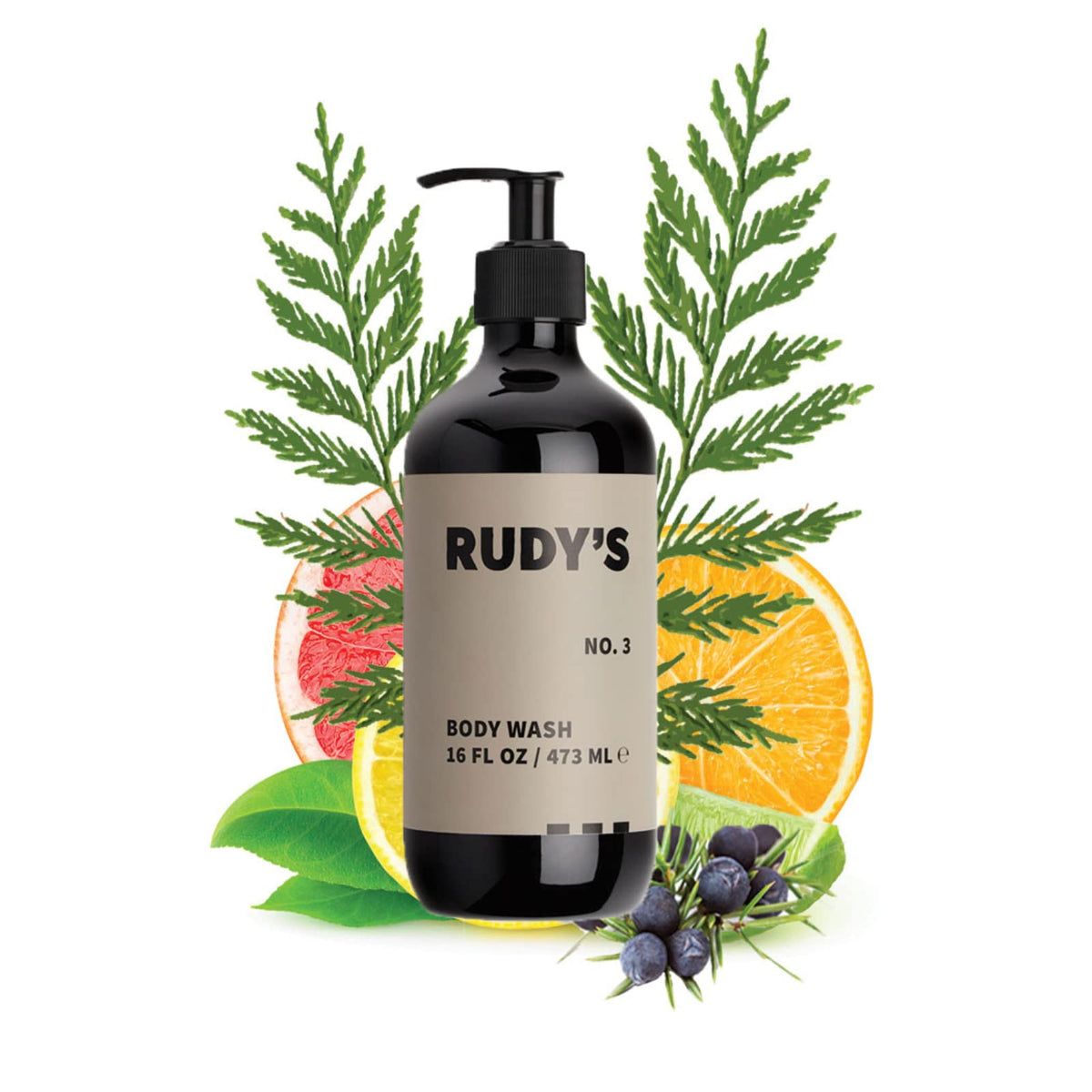 Rudy's No. 3 Gel Douche - bouteille hydratante et exfoliante pour la peau
