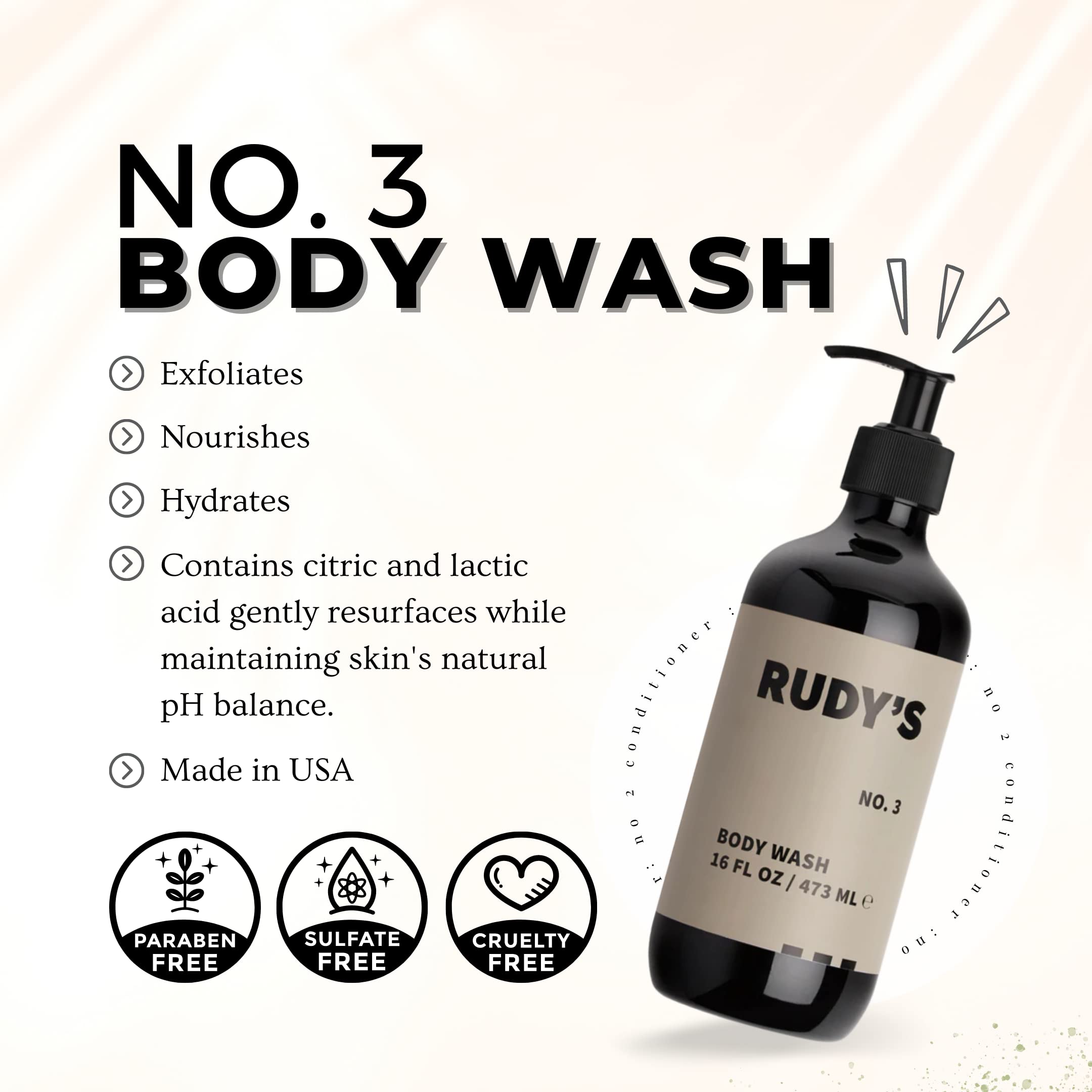 Rudy's No. 3 Gel Douche - mousse crèmeuse pour peau douce