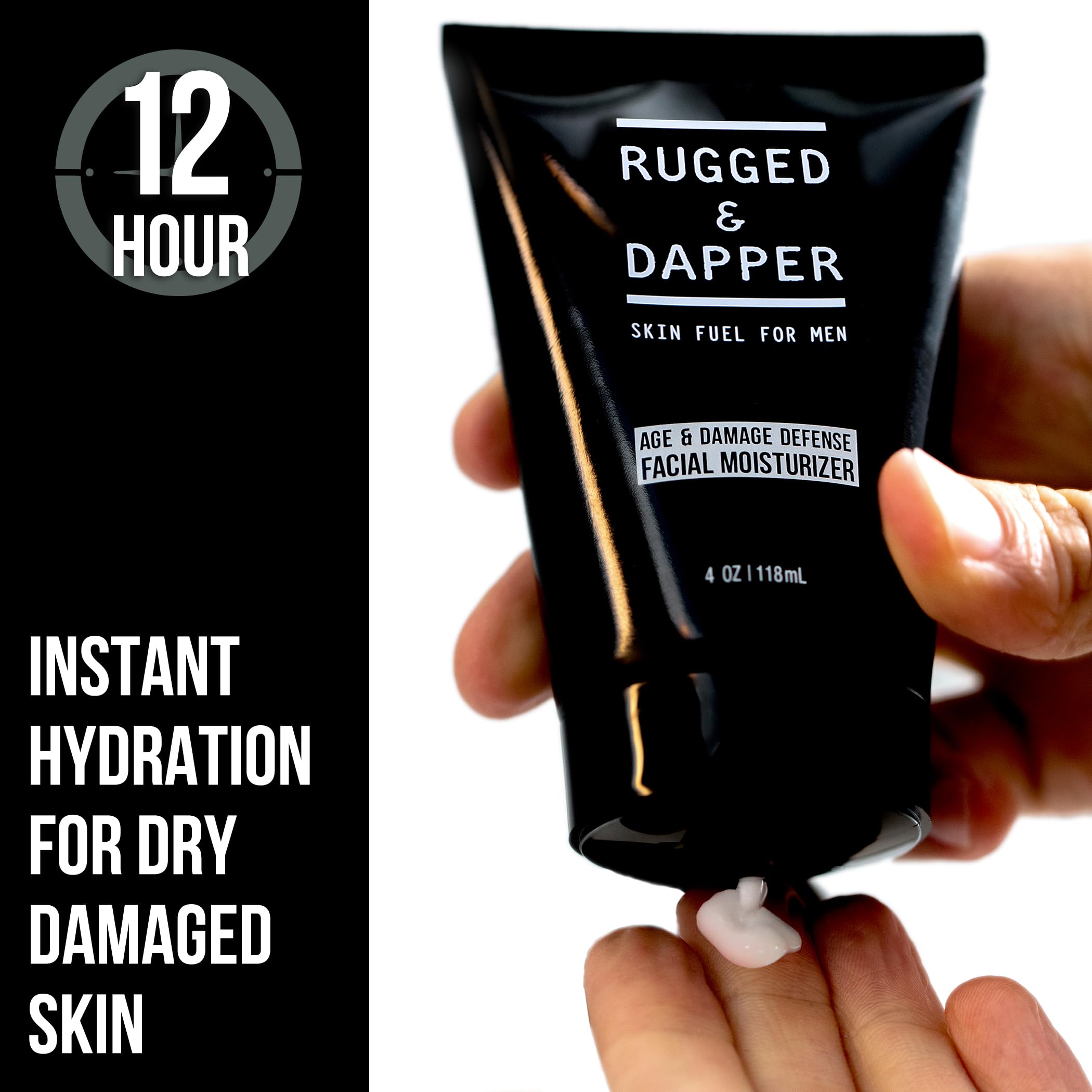 Texture légère et application rapide de la crème masculine sans parfum.