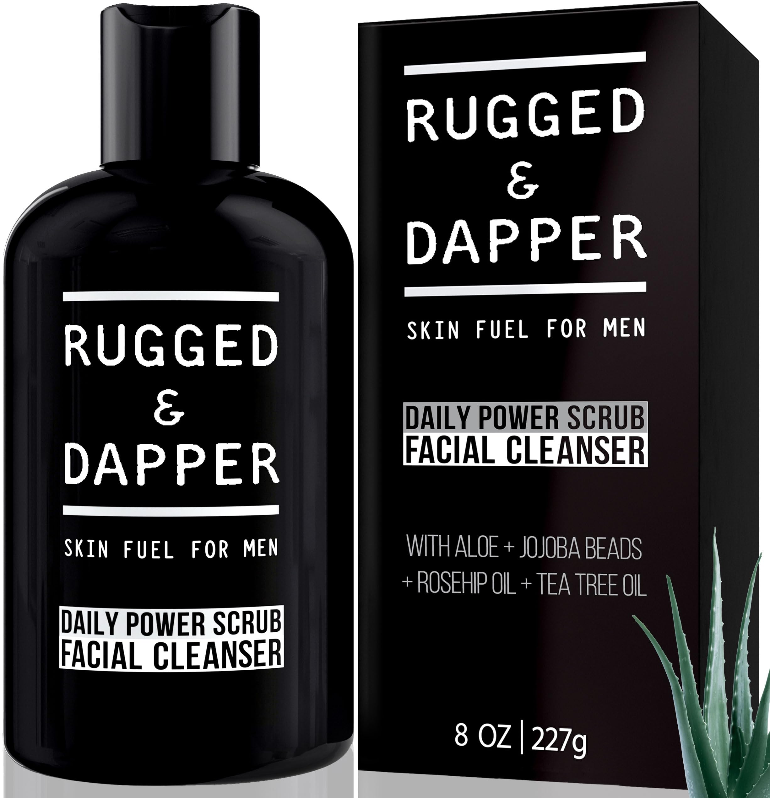 RUGGED & DAPPER – Bouteille de nettoyant visage homme, nettoyage en profondeur