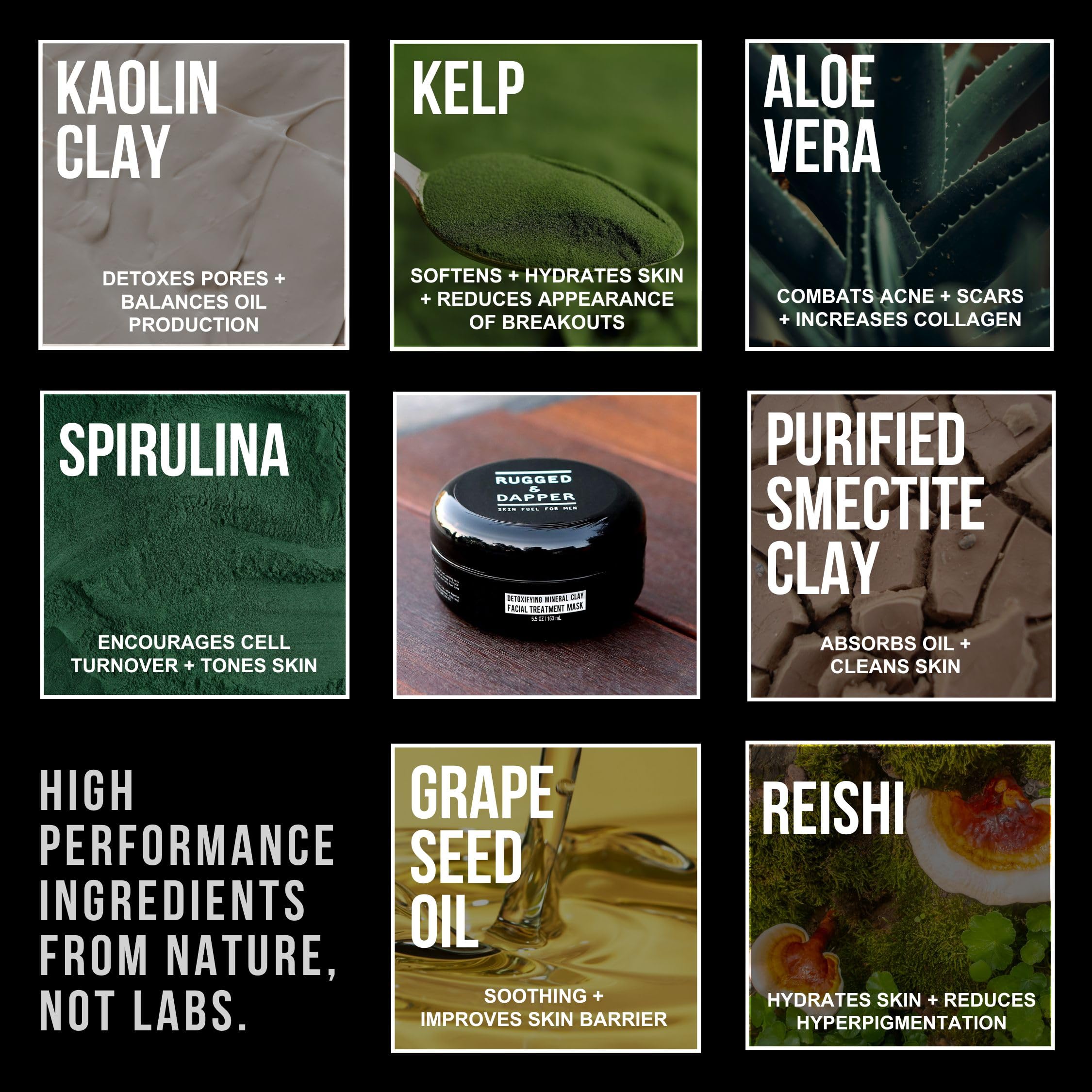 Rugged & Dapper masque visage texture argile kaolin purifiante.