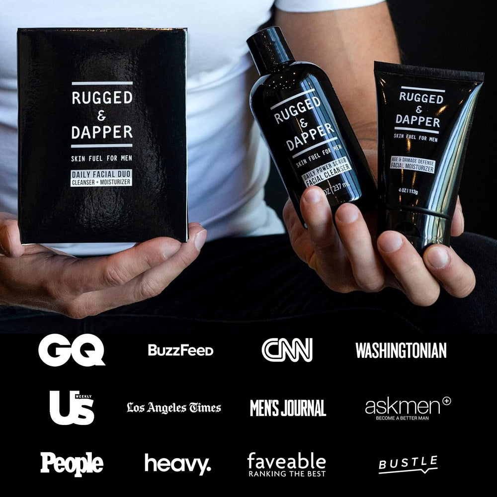 RUGGED & DAPPER packaging élégant et pratique pour la routine masculine.