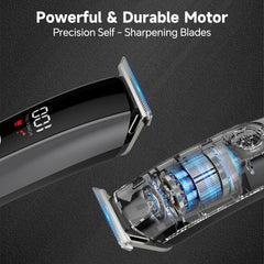 Batterie longue durée avec affichage lumineux pour grooming sans interruption.