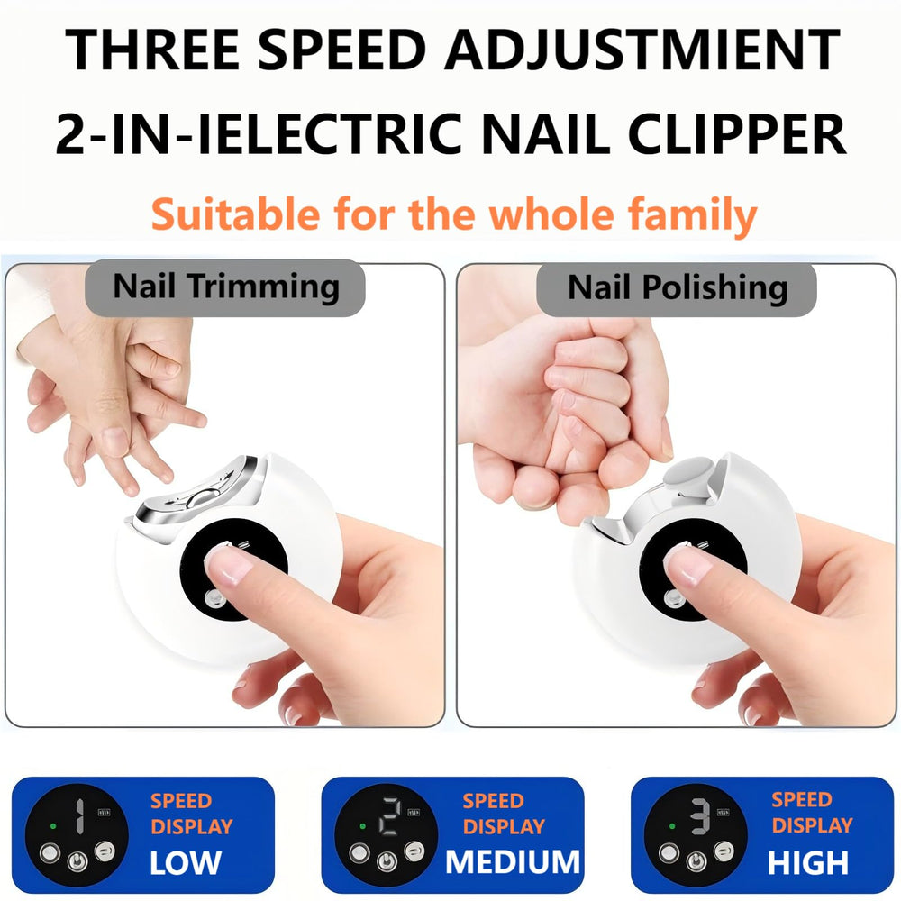 Trois vitesses adaptées à l’épaisseur des ongles pour le confort.