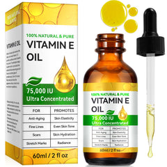 Rulviou huile vitamine E pure 75000 UI pour visage et corps, protection et hydratation.