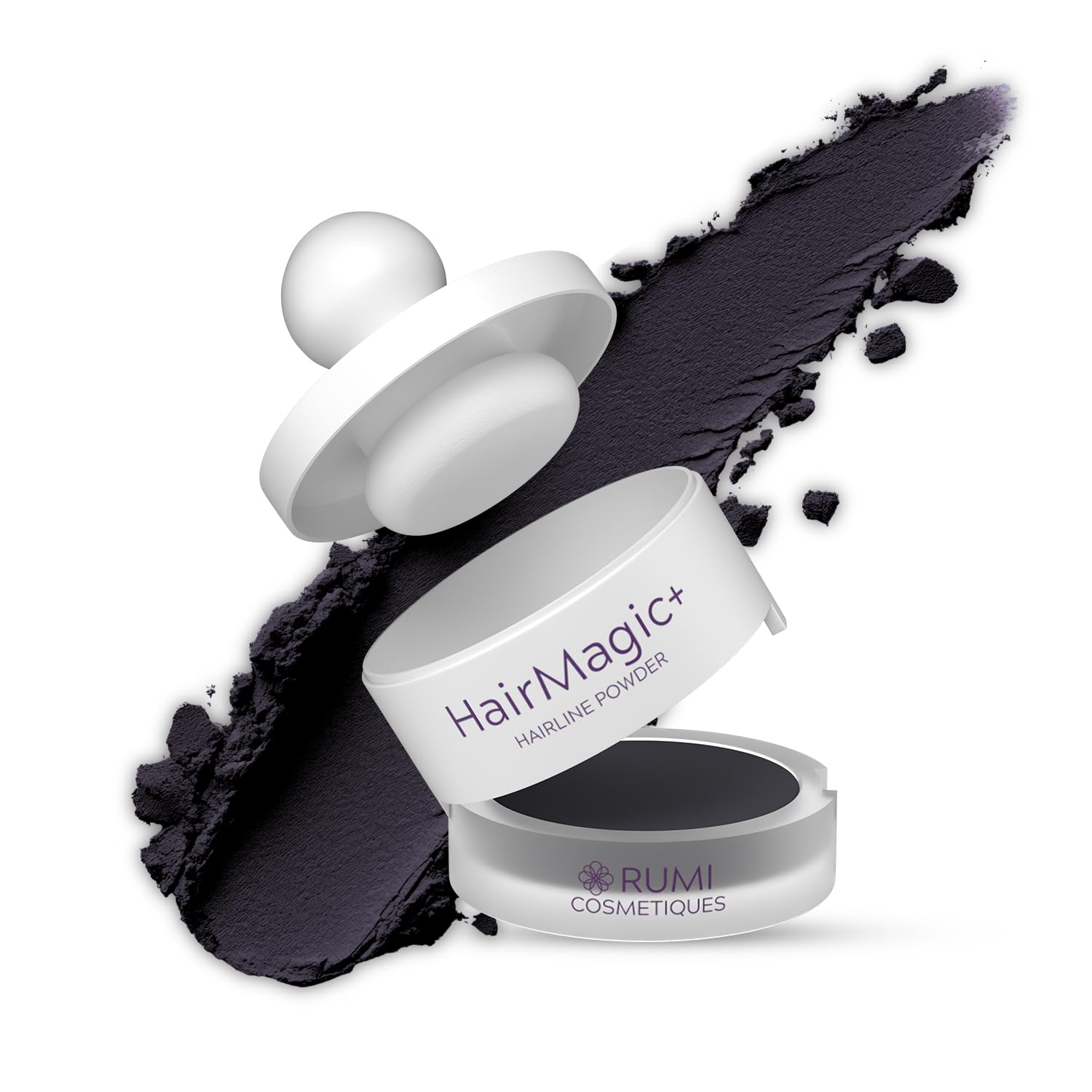 Rumi Cosmetiques HairMagic+ teinte racines poudre Brun Charbon pour une couvrance naturelle.