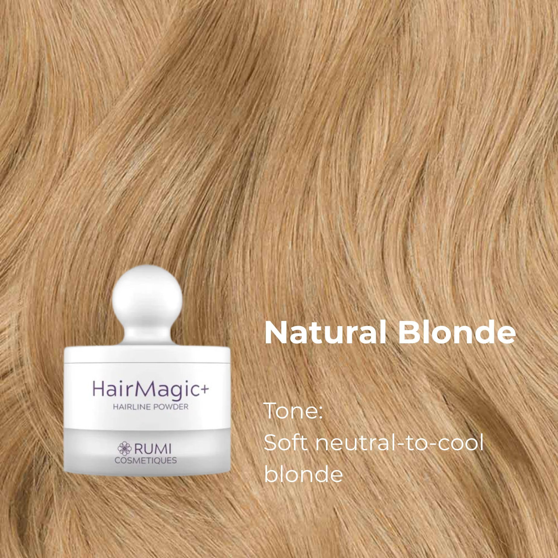 Rumi HairMagic+ poudre racines grises, fini naturel qui se fond avec votre couleur.