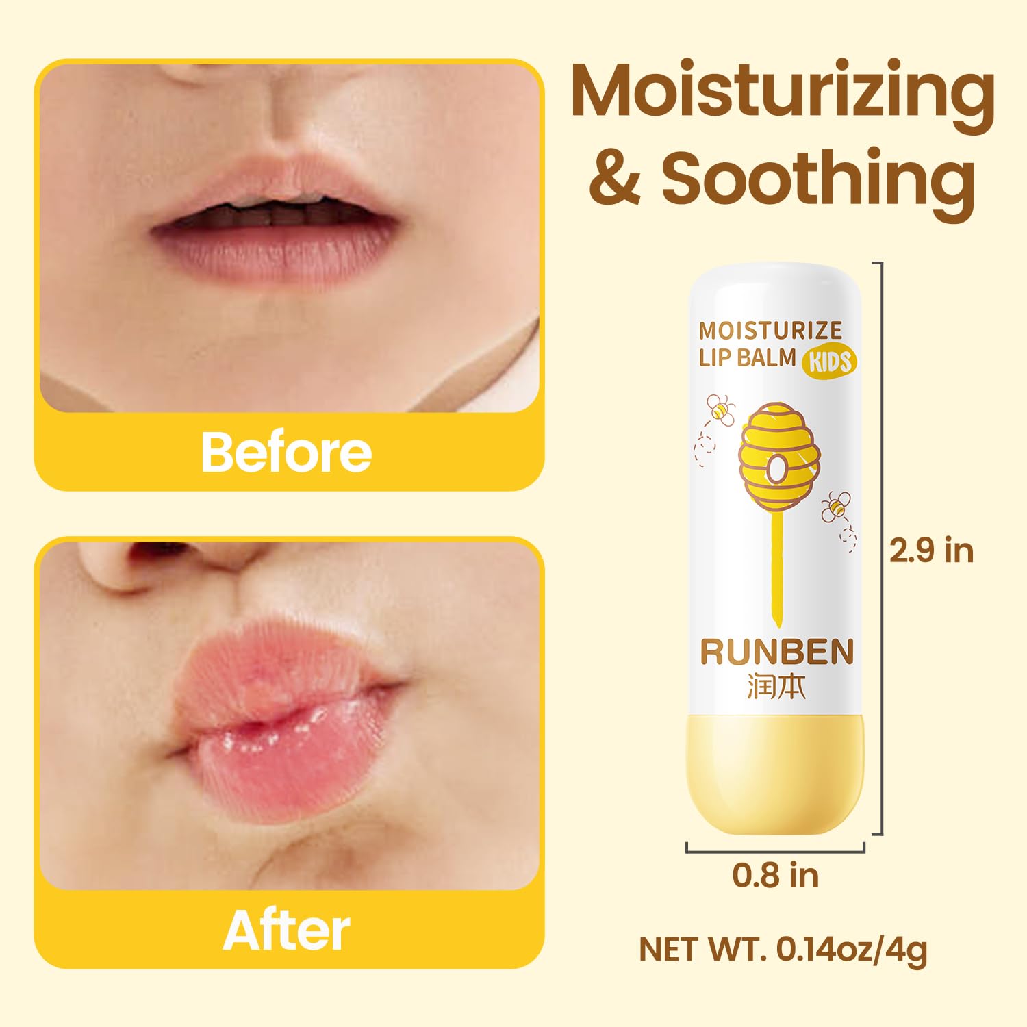 RUNBEN extraits de miel nourrissants, mise en avant des ingrédients naturels.