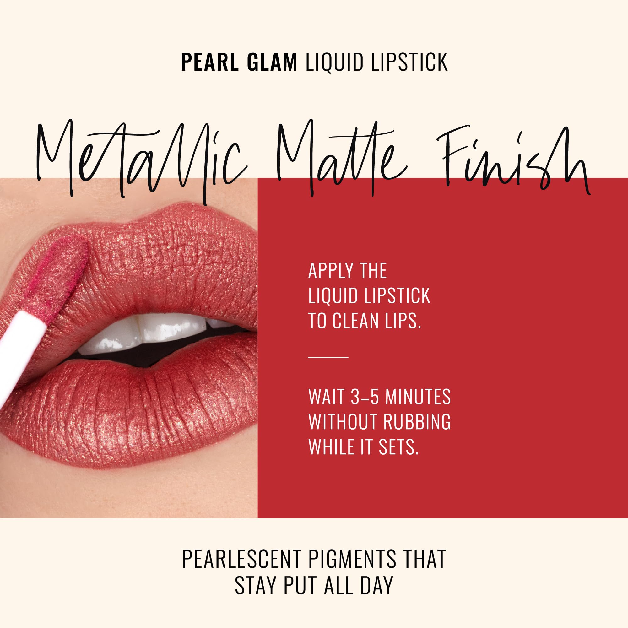 Lèvres avec Pearl Glam affichant teinte nacrée et chaude.