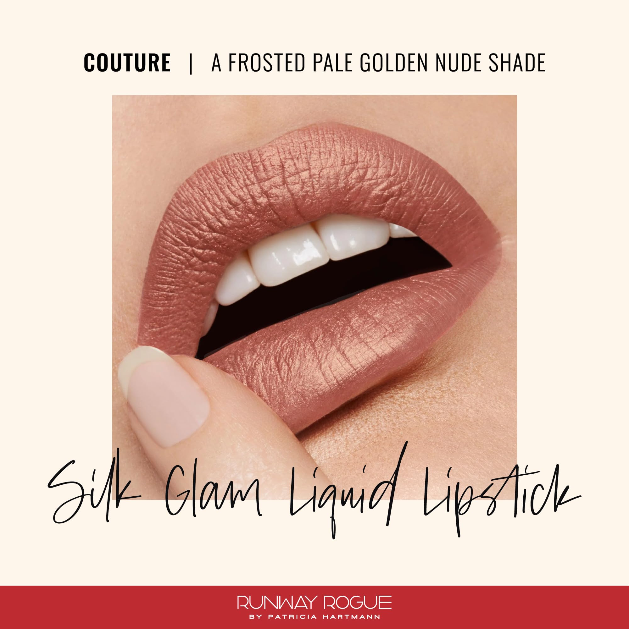 Runway Rogue Silk Glam Couture teinte neutre doré pâle longue tenue sans transfert.