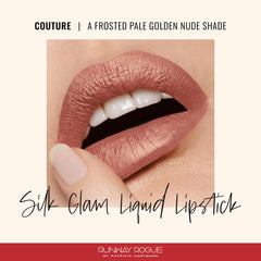 Runway Rogue Silk Glam Couture teinte neutre doré pâle longue tenue sans transfert.