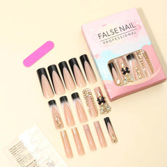 Ongles RUOKEXIN avec nœud noir, style raffiné et confort durable.