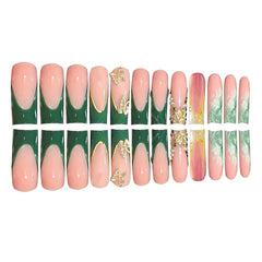 Ongles RUOKEXIN long carre vert, fini brillant pour usage quotidien