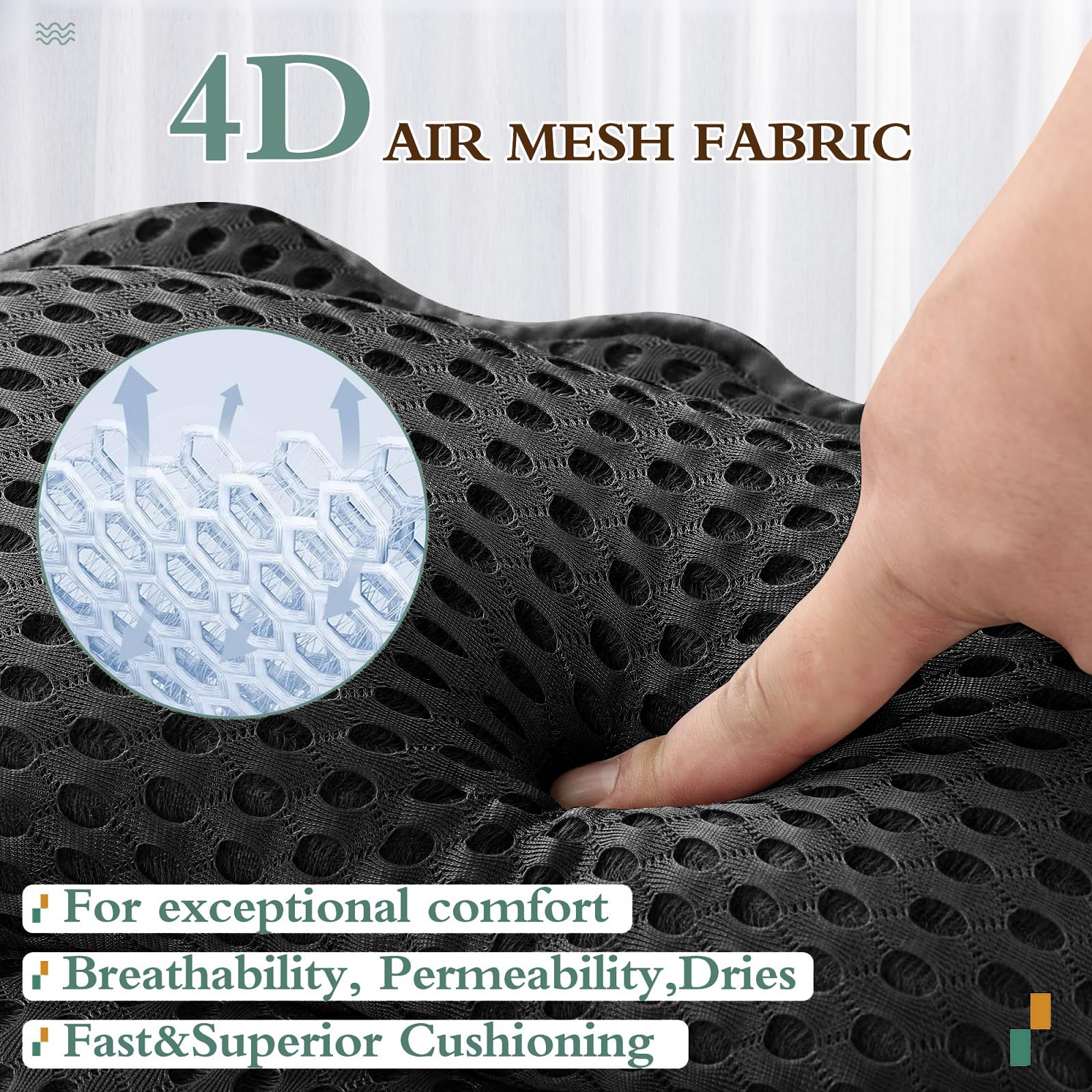 Surface en maille 4D RUVINCE offre douceur, ventilation et séchage rapide.