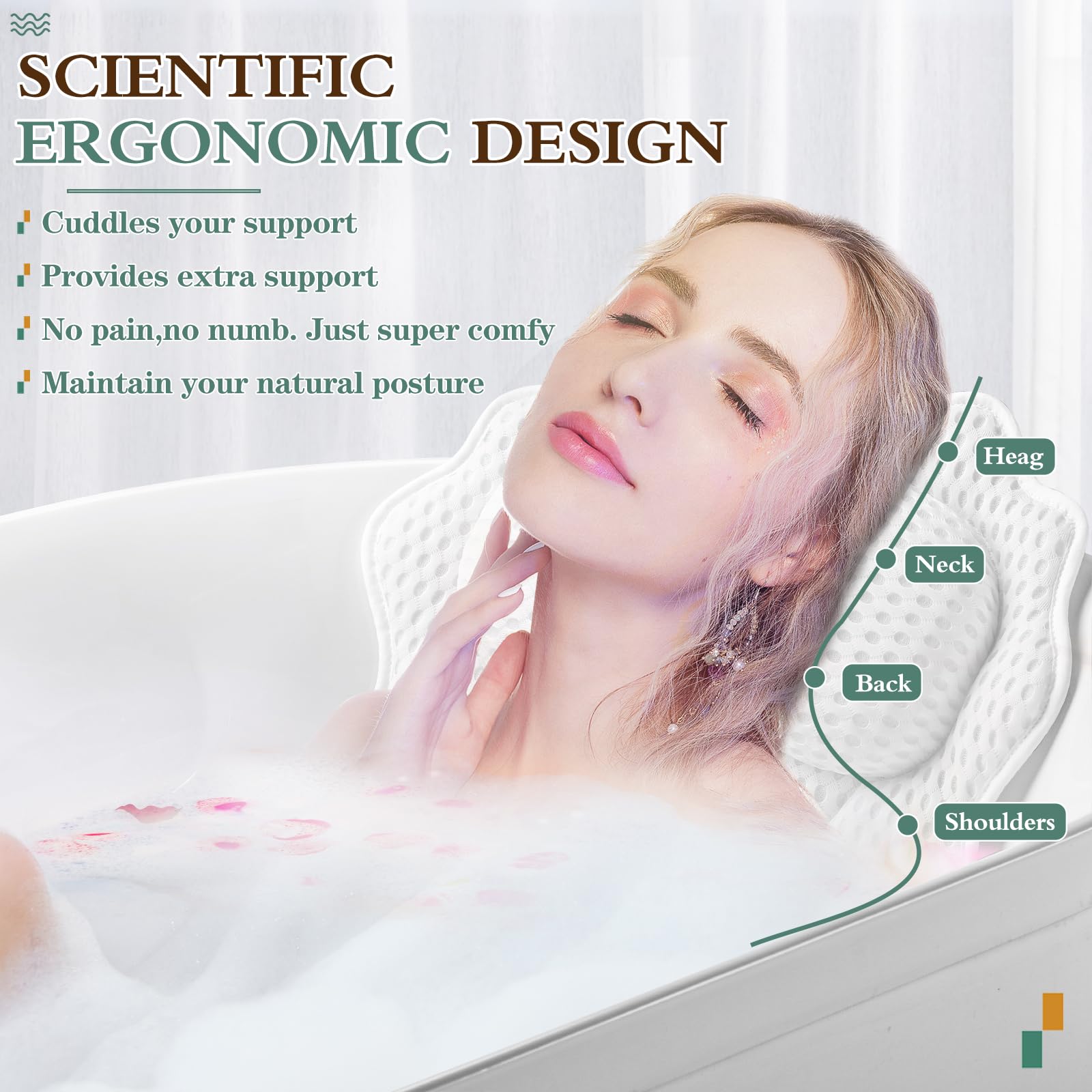 RUVINCE oreiller-bain-support-epaule-dos apporte un soutien confortable.
