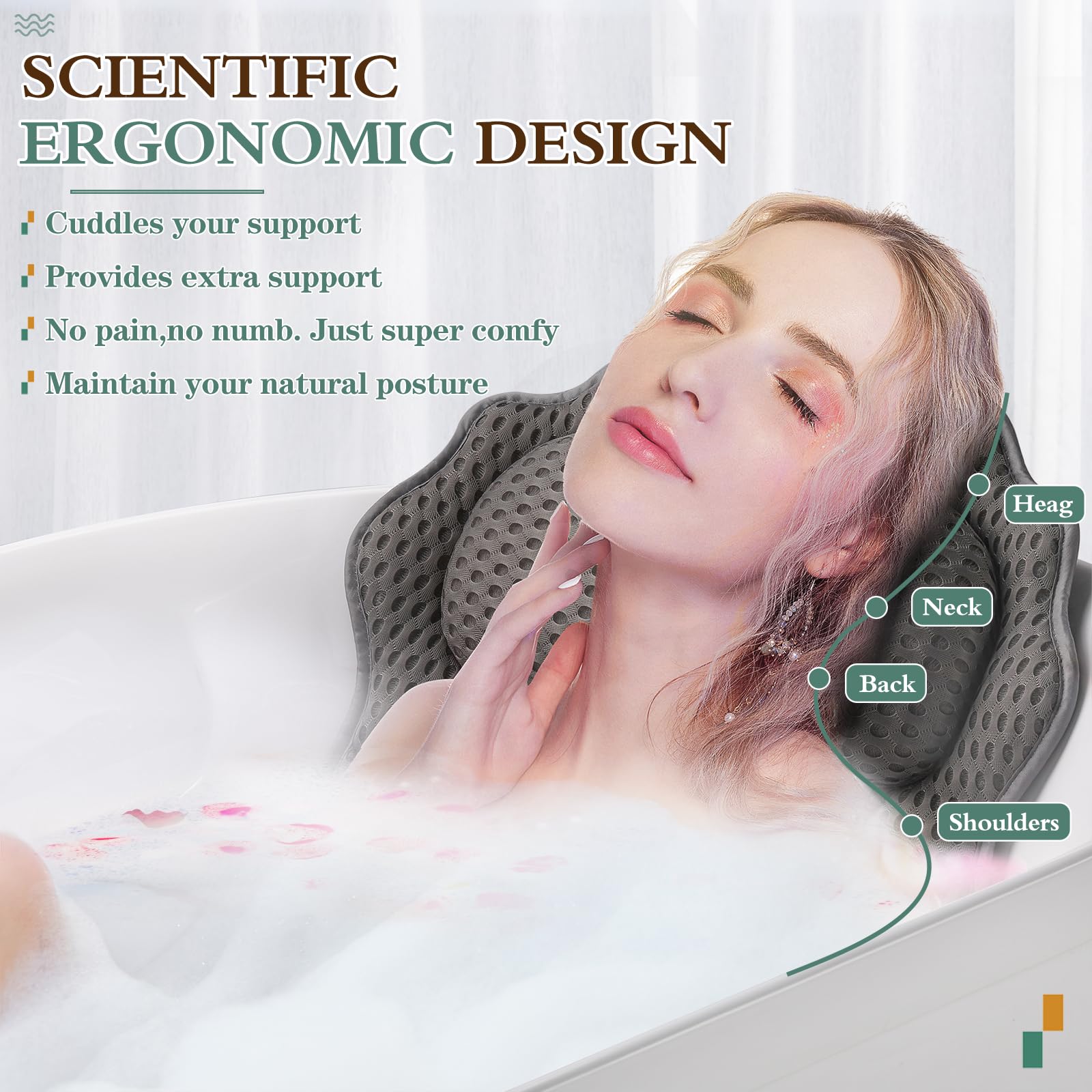 Support tête et cou RUVINCE idéal pour des bains détendus