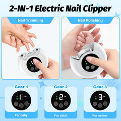 RVDU coupe-ongles électrique à 3 vitesses adaptée à tous les âges.