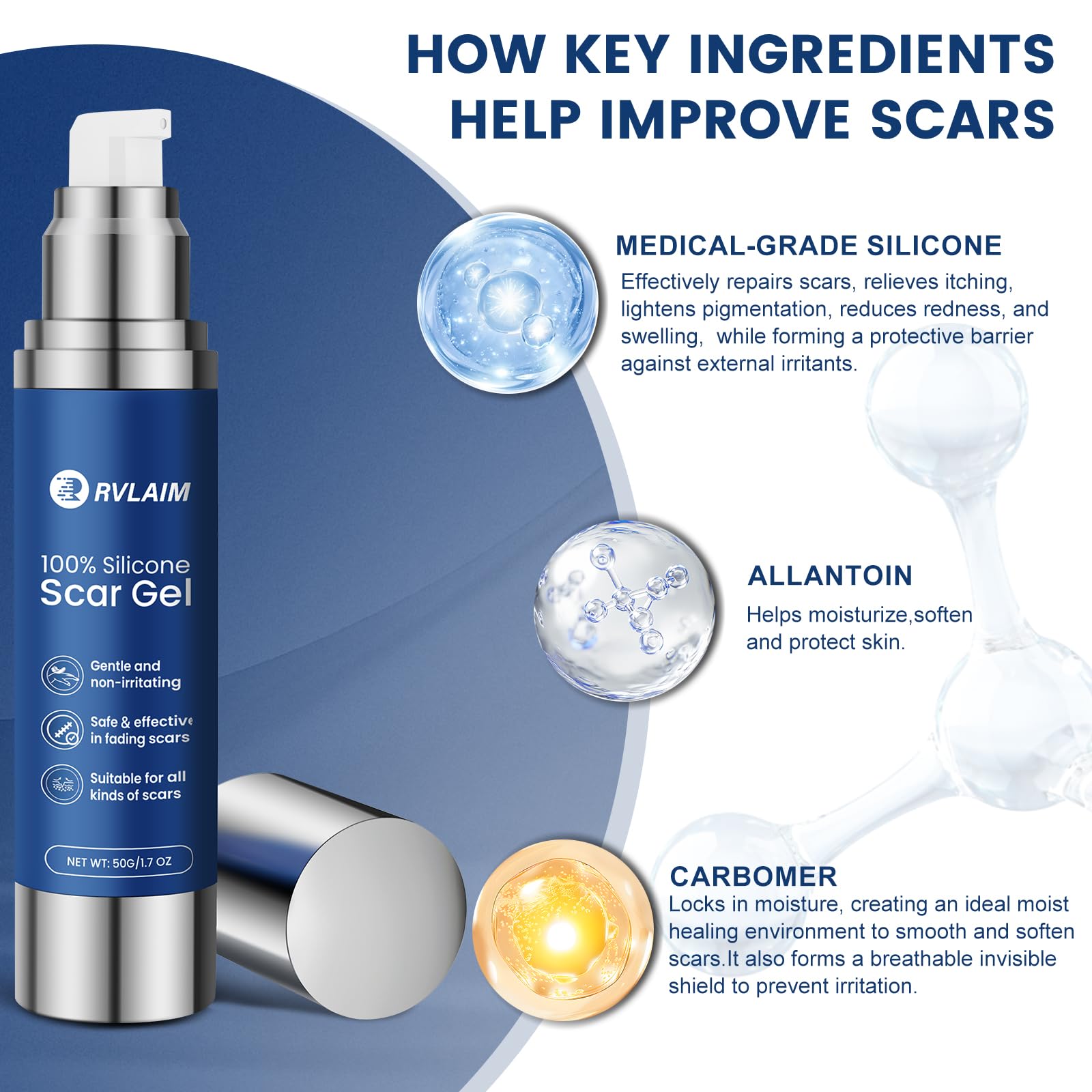 Rvlaim Gel Scar, texture non grasse, usage quotidien confortable.