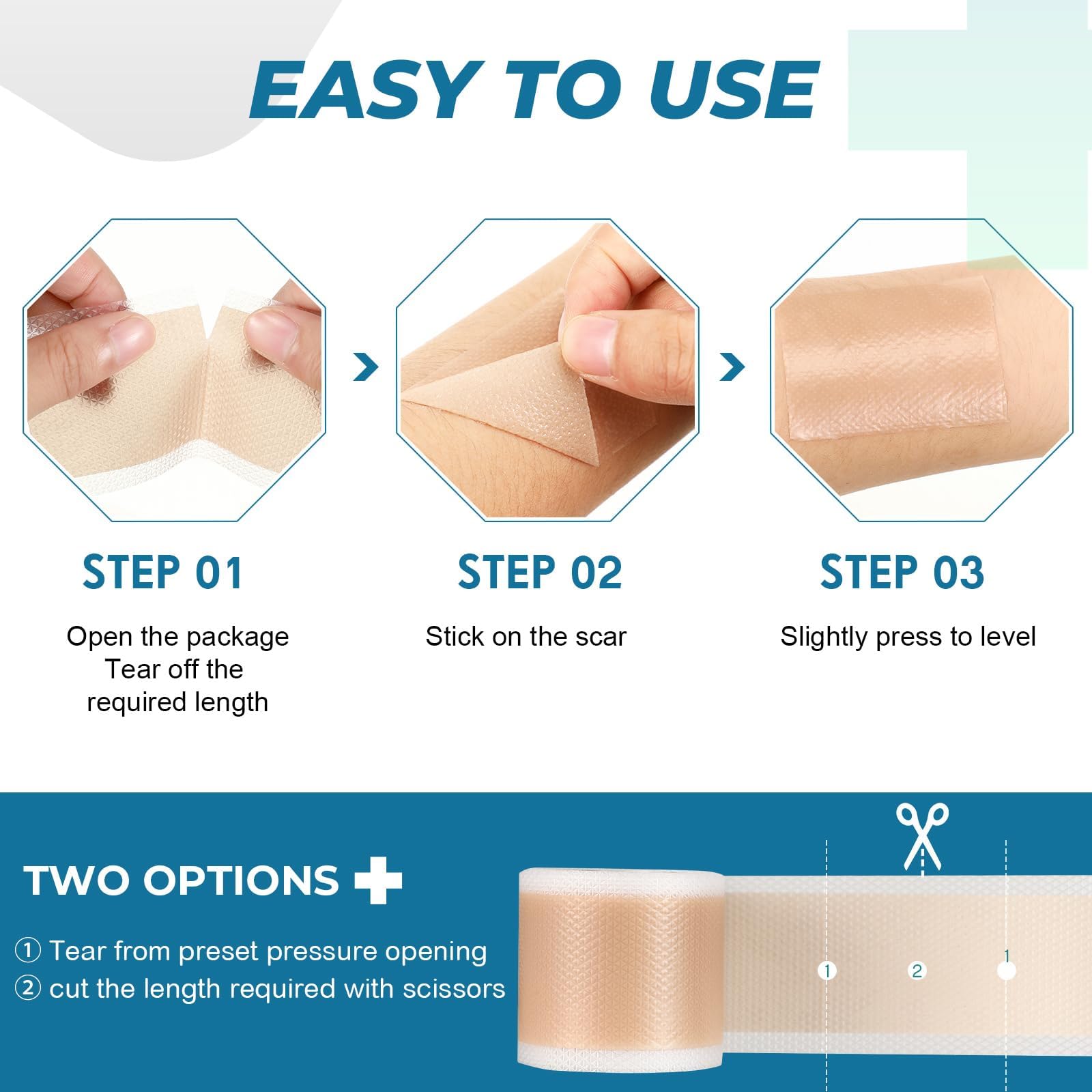 Rvlaim silicone cicatrice adaptée à divers types de cicatrices
