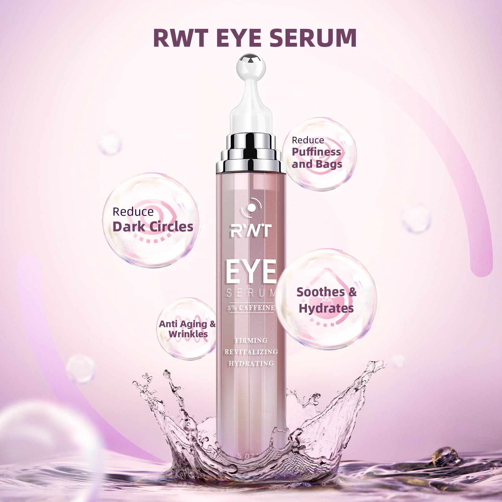 RWT under-eye roller cooling applicator for faster serum absorption and refreshed look.